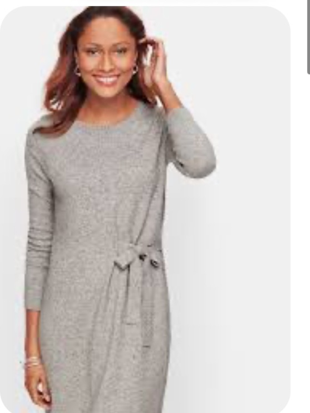 Talbots Gray Side-Tie Tweed Knit Dress